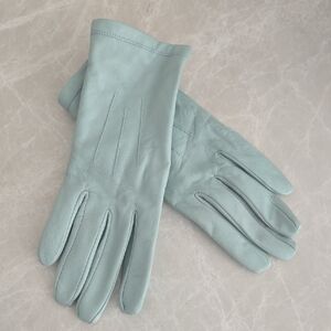 Elegant Light Blue Leather Gloves
